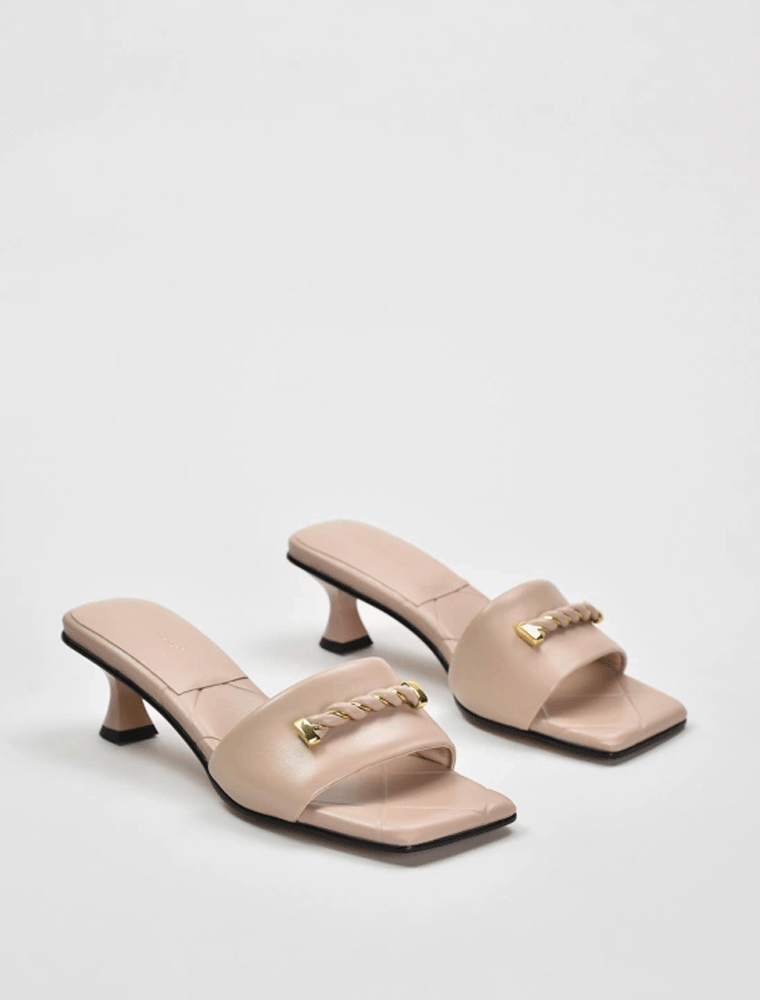 Classic Open Toe Heel Sandals, Beige