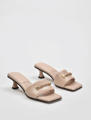 Classic Open Toe Heel Sandals, Beige