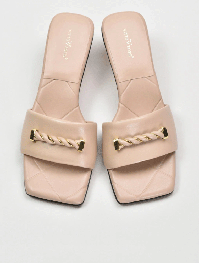 Classic Open Toe Heel Sandals, Beige