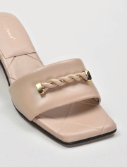 Classic Open Toe Heel Sandals, Beige