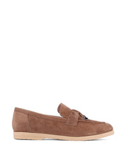 Classic Suede Loafers with Tassels, Beige