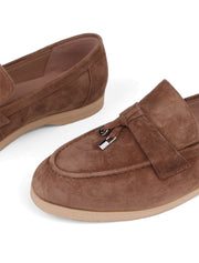 Classic Suede Loafers with Tassels, Beige