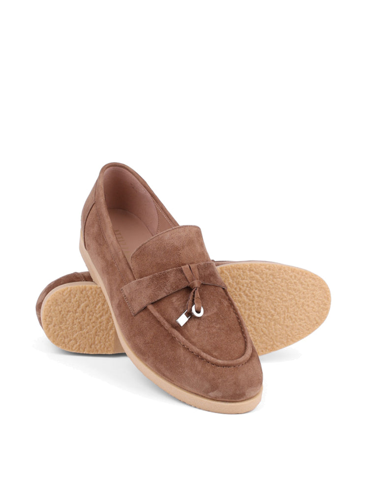 Classic Suede Loafers with Tassels, Beige