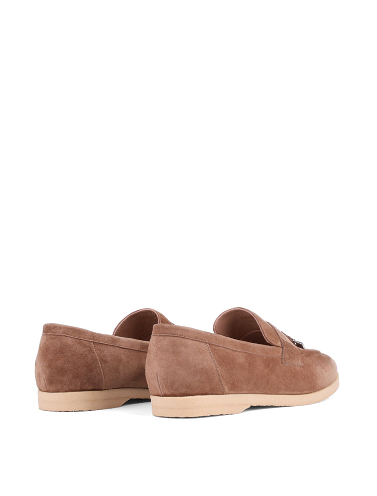 Classic Suede Loafers with Tassels, Beige