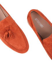 Classic Suede Loafers with Tassels, Burnt Orange