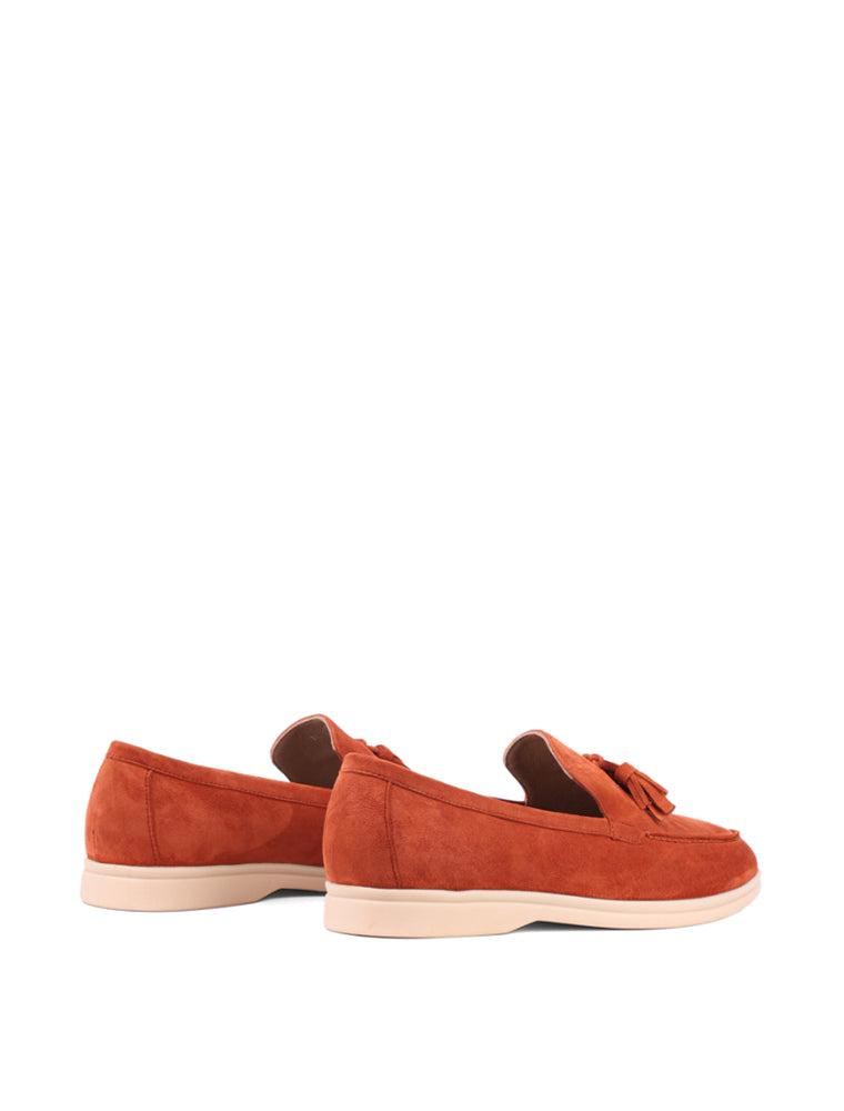 Classic Suede Loafers with Tassels, Burnt Orange