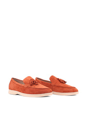 Classic Suede Loafers with Tassels, Burnt Orange