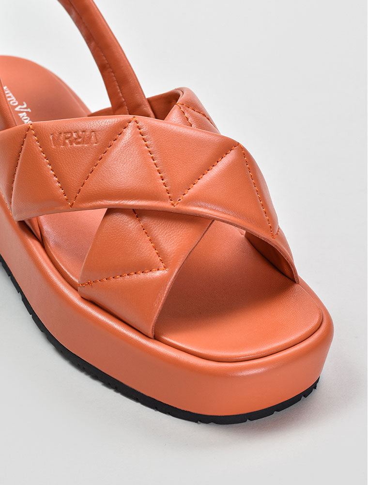 Criss-Cross Quilted Platform Sandals, Orange