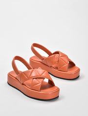 Criss-Cross Quilted Platform Sandals, Orange