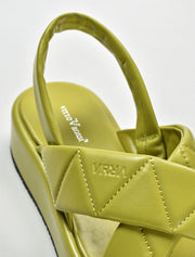 Criss-Cross Quilted Platform Sandals, Lime Green