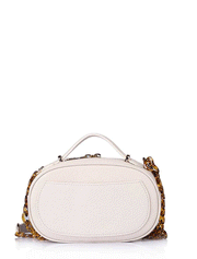 Oval Embroidered Logo Crossbody Bag, Cream