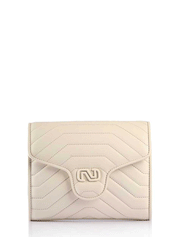 Ivy Quilted Crossbody Shoulder Leather Bag, Cream