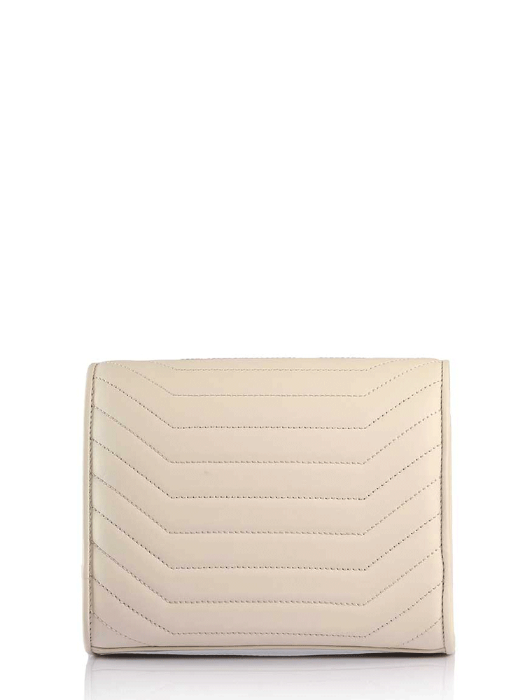 Ivy Quilted Crossbody Shoulder Leather Bag, Cream