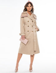 Double Breasted Top Pocket Trench Coat, Beige