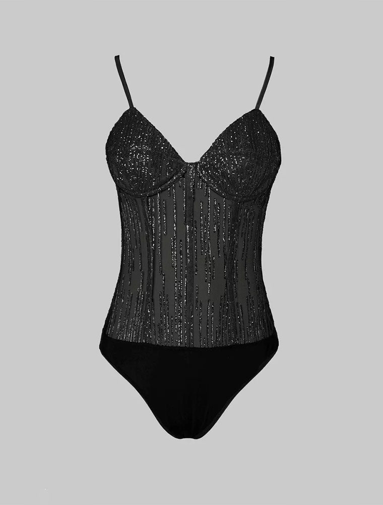 "Dance with Me" Bodysuit, Black