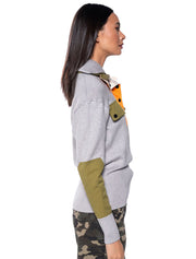 Double Collar Pullover Sweatshirt, Gray