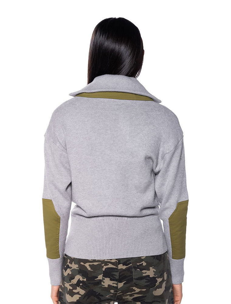 Double Collar Pullover Sweatshirt, Gray