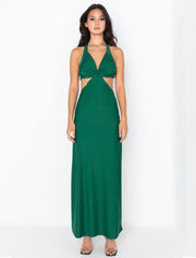 Double Sided Slit Maxi Dress, Dark Green