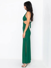 Double Sided Slit Maxi Dress, Dark Green