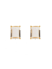 Interchangeable Elyna Earrings, Clear Quartz and Green Strawberry Quartz, 14K Gold Plated