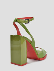 Geometrical Heel Red Sole Ankle Strap Sandals