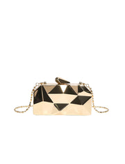 Geometrical Metal Clutch Bag, Gold