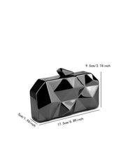 Geometrical Metal Clutch Bag, Gunmetal