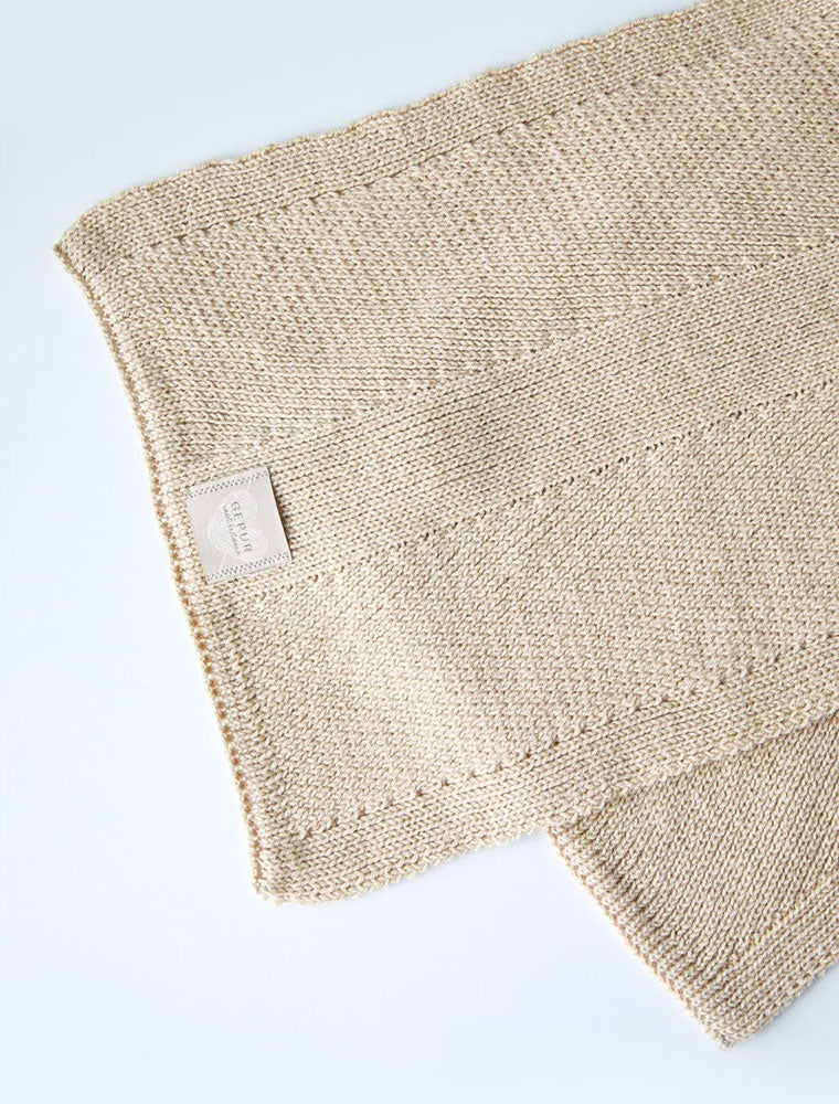 Knitted Wool Blend Scarf, Beige