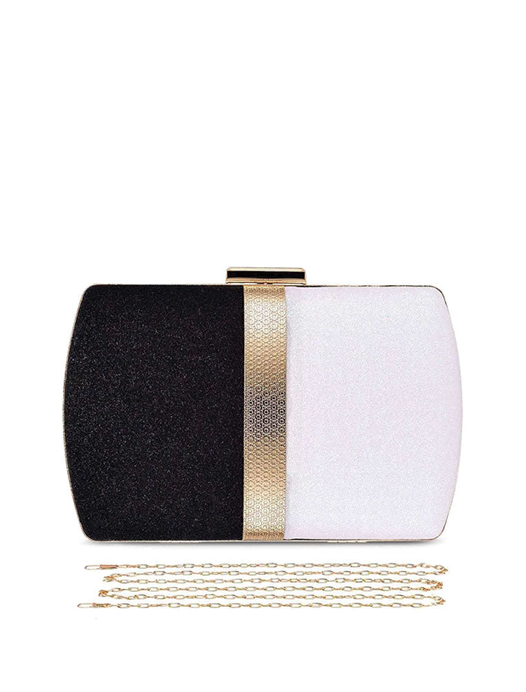 Glamorous Evening Clutch, Black/White