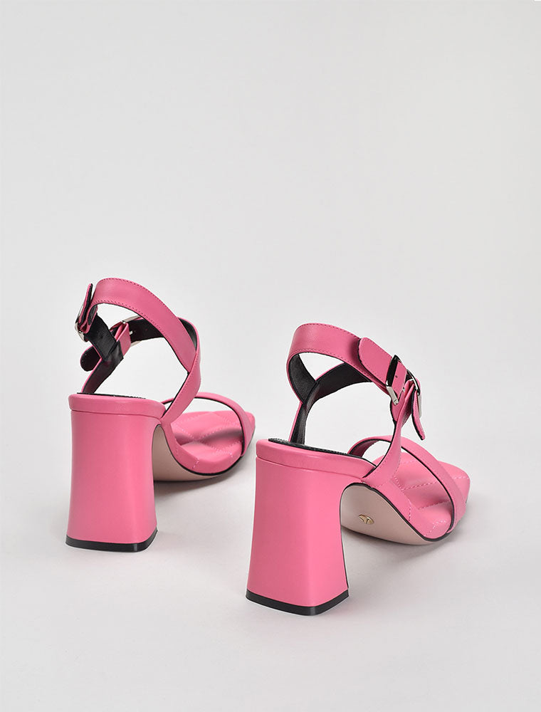 Chunky Heeled Ankle Strap Sandals, Pink