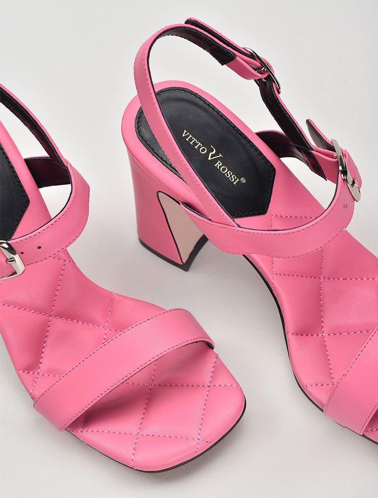 Chunky Heeled Ankle Strap Sandals, Pink