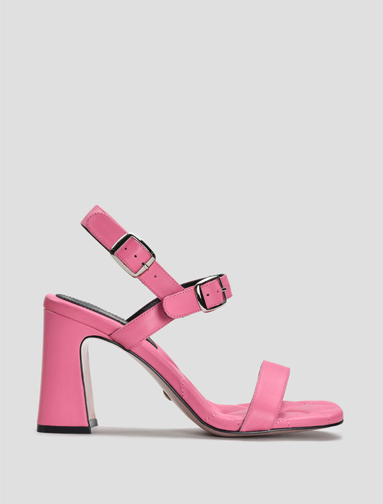 Chunky Heeled Ankle Strap Sandals, Pink