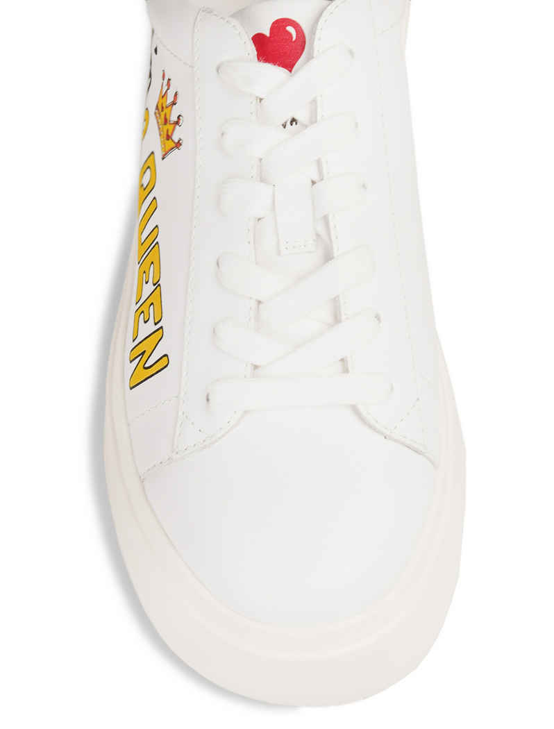 Vito Rossi I'm a Queen Leather Sneakers. White, black, and orange color.