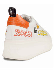 Vito Rossi I'm a Queen Leather Sneakers. White, black, and orange color.