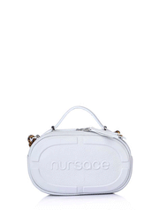 Oval Embroidered Logo Crossbody Bag, Light Blue