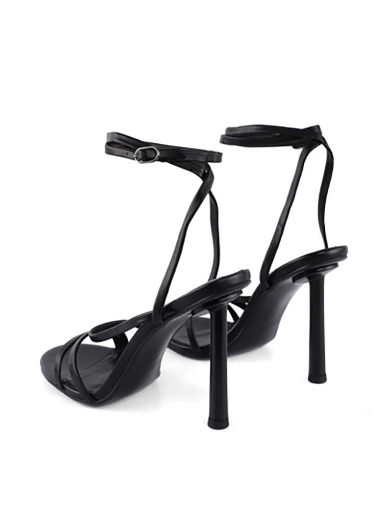 Metal Heel Women's Open Toe Sandals, Black