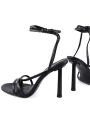 Metal Heel Women's Open Toe Sandals, Black