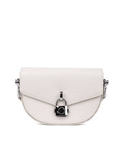 Metal Lock Flap Shoulder Bag Embossed Lizard