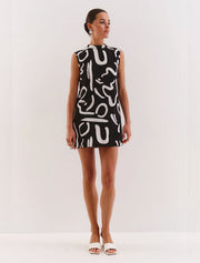 A-Line Mini Dress, Black/White