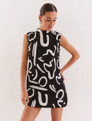 A-Line Mini Dress, Black/White