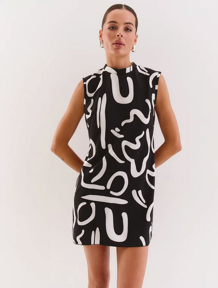 A-Line Mini Dress, Black/White