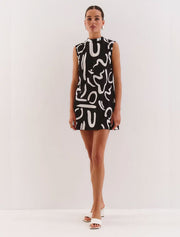 A-Line Mini Dress, Black/White