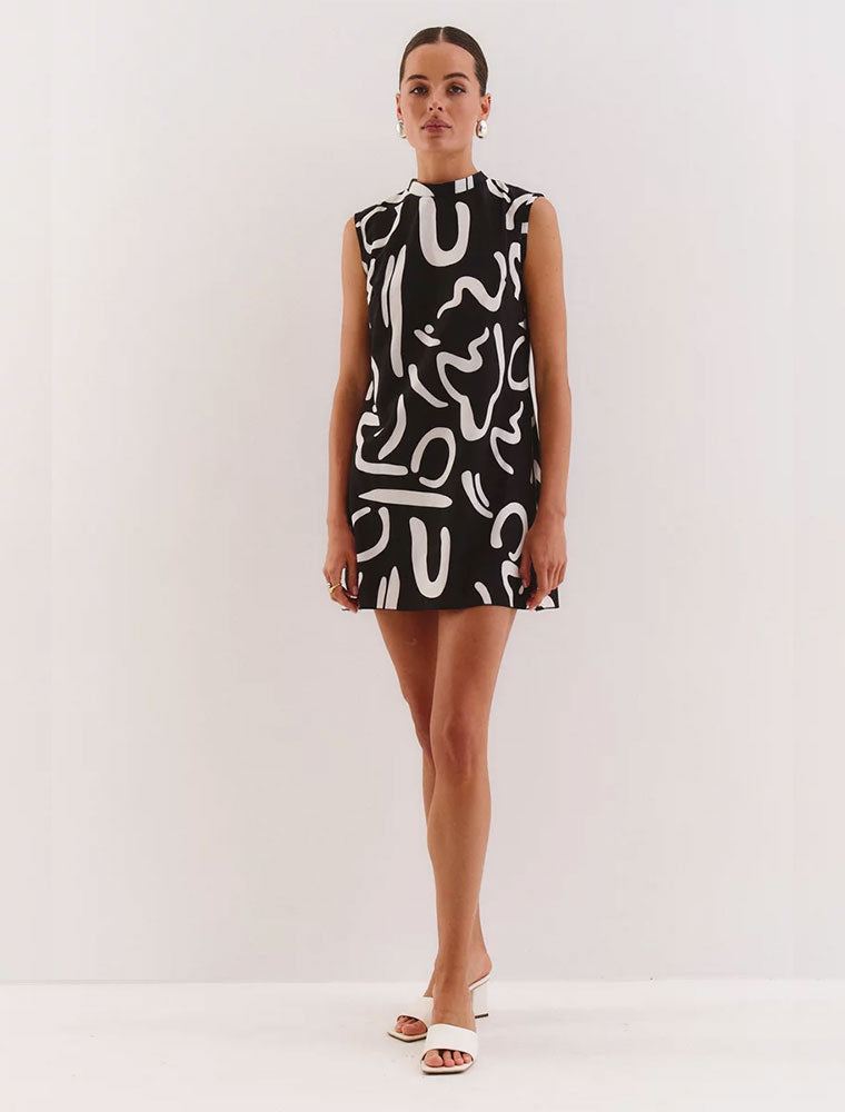 A-Line Mini Dress, Black/White