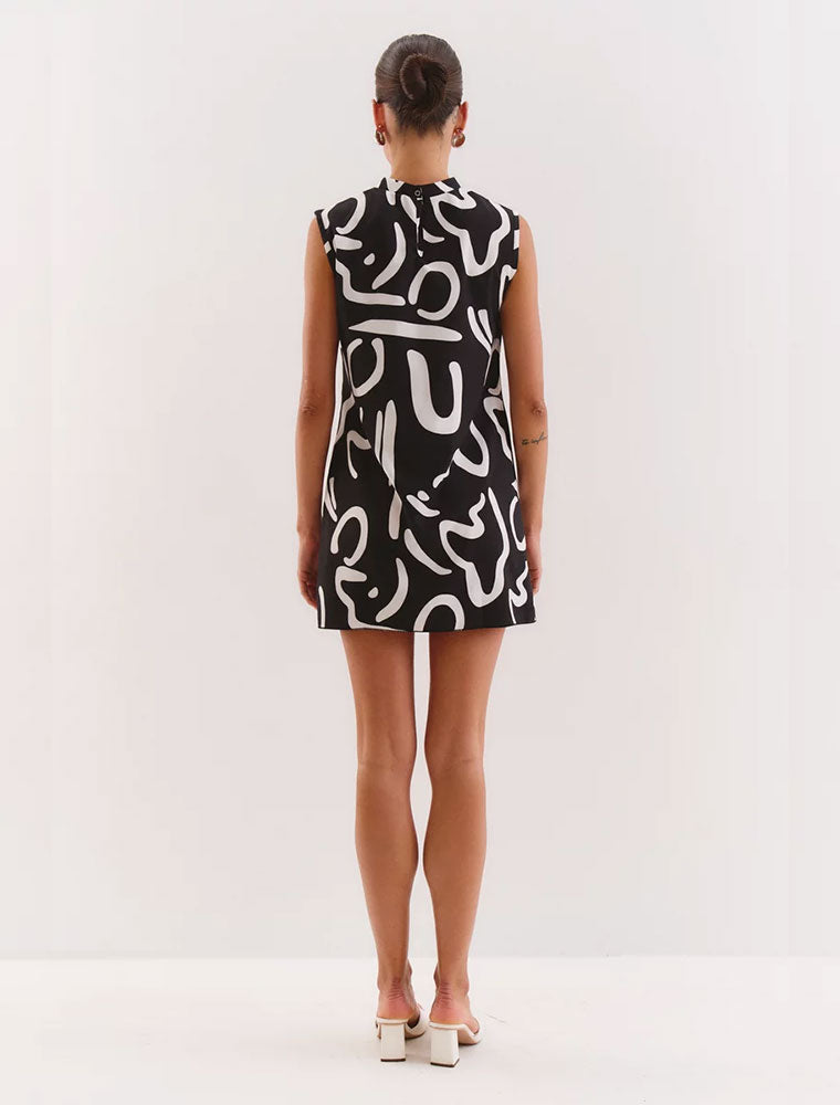 A-Line Mini Dress, Black/White