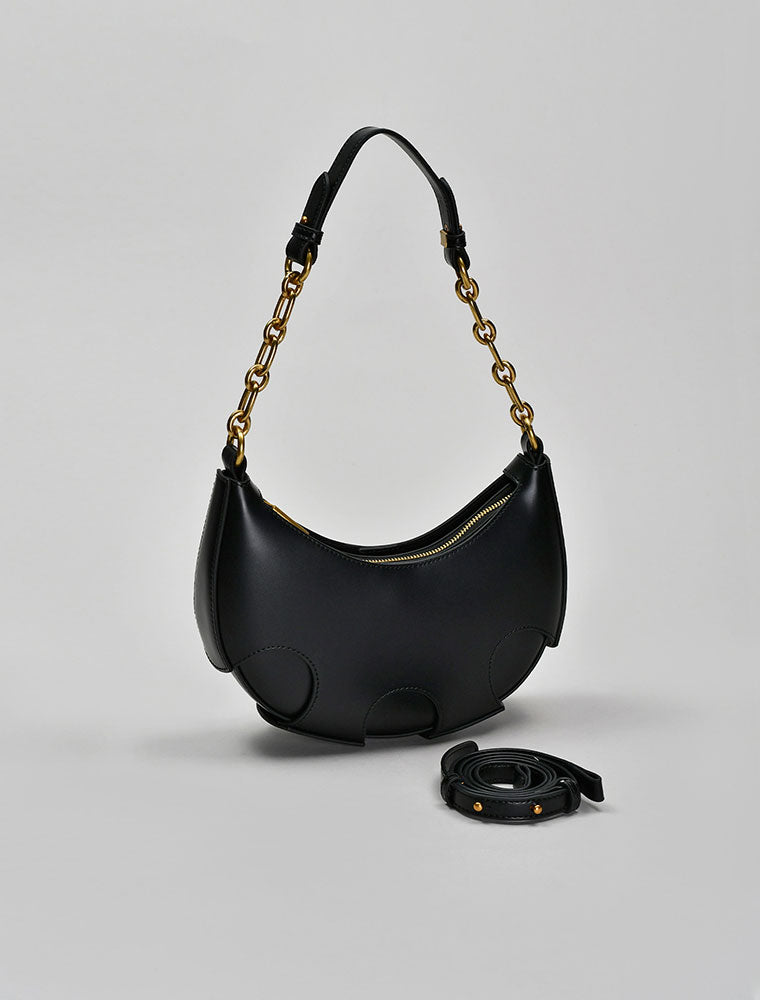 Shoulder Crescent Bag with Cover, Black