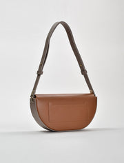 Moon Shapped Minimalist Shoulder Bag, Rust/Beige