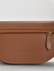 Moon Shapped Minimalist Shoulder Bag, Rust/Beige