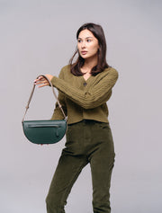 Moon Shapped Minimalist Shoulder Bag, Green