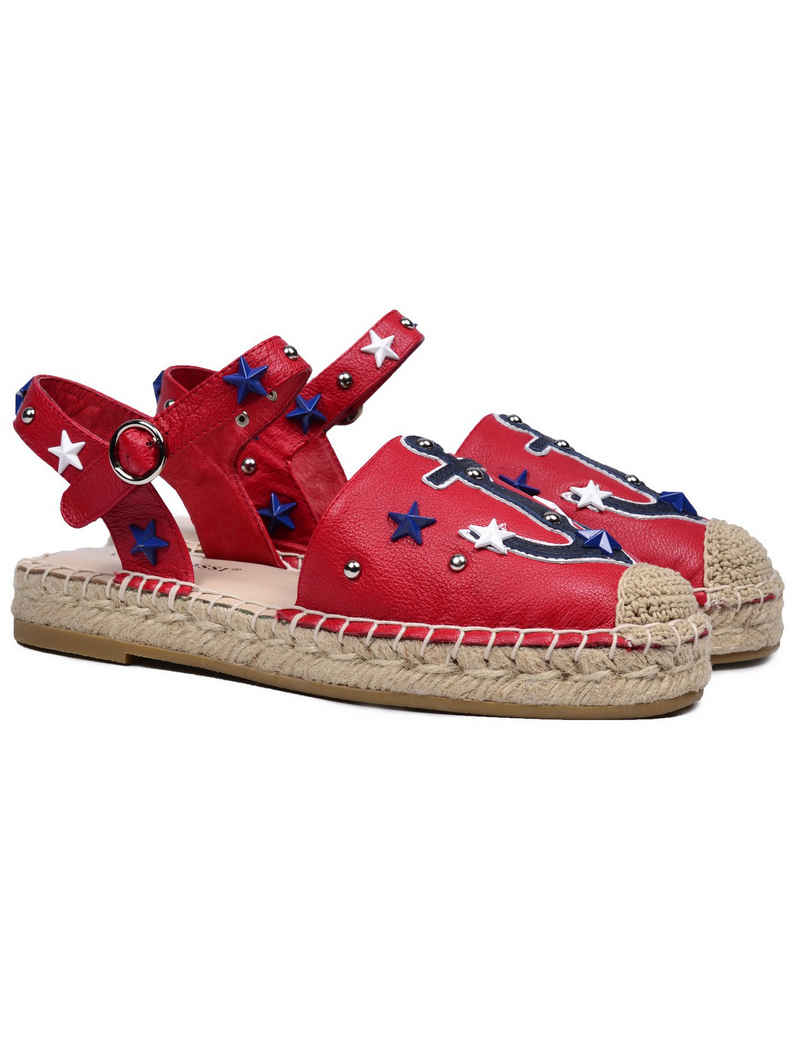 Nautical Leather Espadrille Flats