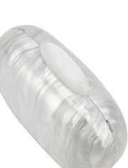 Oval Acrylic Clutch Bag, Pearl White